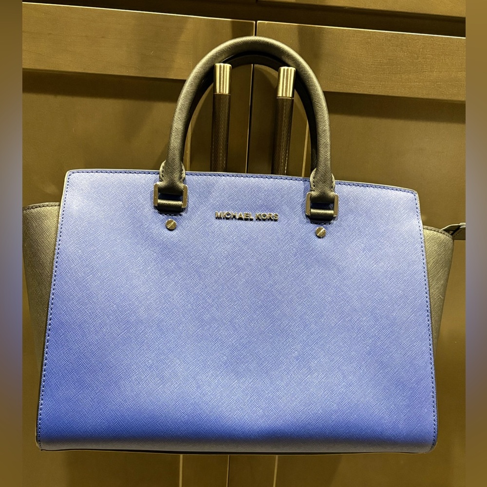 Michael Kors Blue and Black Tote Top Handle Shoulder Bag